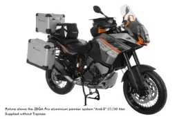 ZEGA Pro Koffersystem für KTM 1050 Adventure/ 1090 Adventure/ 1290 Super Adventure/1190 Adventure/ 1190 Adventure R       Volumen 38/45, Farbe Kofferträger Schwarz, Farbe Alu Natur