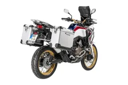 ZEGA Pro Koffersystem für Honda CRF1000L Africa Twin (2018-) / CRF1000L Adventure Sports            Volumen 38/45, Farbe Kofferträger Silber, Farbe And-Black