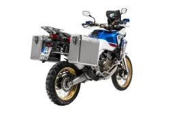 ZEGA Mundo Koffersystem für Honda CRF1000L Africa Twin (2018-) / CRF1000L Adventure Sports   Volumen 38/45, Farbe Kofferträger Schwarz, Farbe Alu Natur